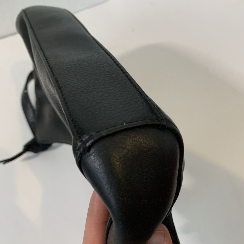Vtg Rolfs Shoulder Bag Black Leather Purse Zipper Y2K Clean New Money Quiet Lux - Picture 7 of 13